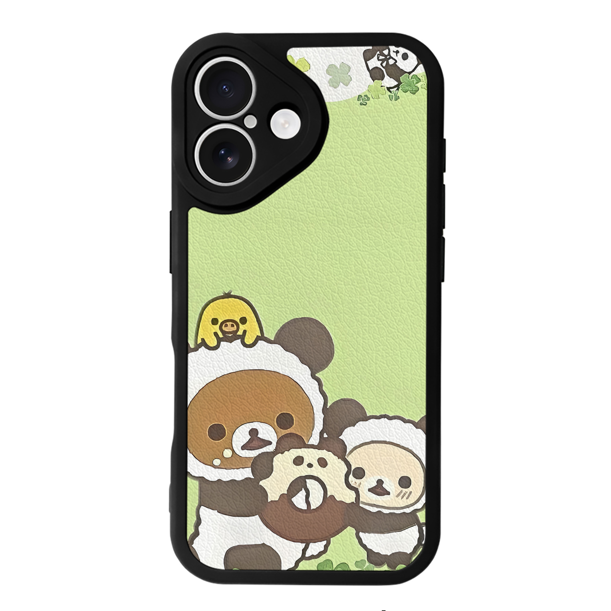 （画像用） リラックマ リラックマ キイロイトリ Rilakkuma Korilakkuma Kiiroitori 【iPhone 16シリーズ対応】シリコンスマホケース（レザー調） 材質：シリコン